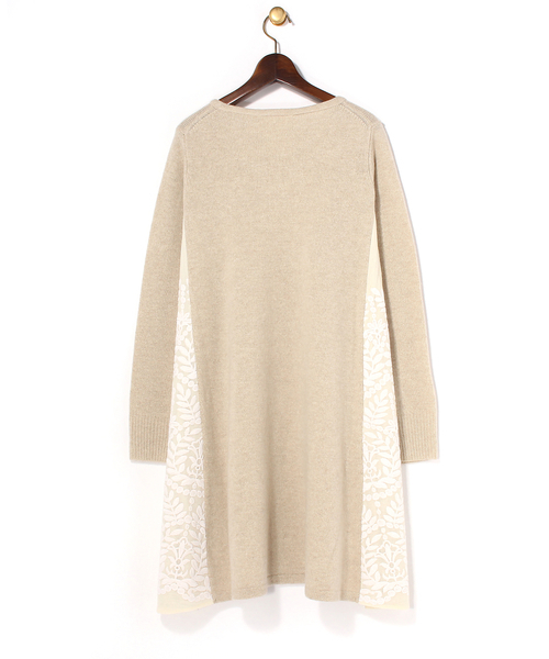 BEARDSLEY（ビアズリー）の「サイド刺繍ニットワンピース（ワンピース・レディース・ライトグレー/ダークグレー/ベージュ・FREE）」の4枚目の写真