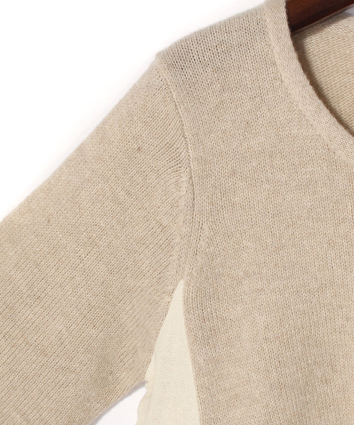 BEARDSLEY（ビアズリー）の「サイド刺繍ニットワンピース（ワンピース・レディース・ライトグレー/ダークグレー/ベージュ・FREE）」の9枚目の写真