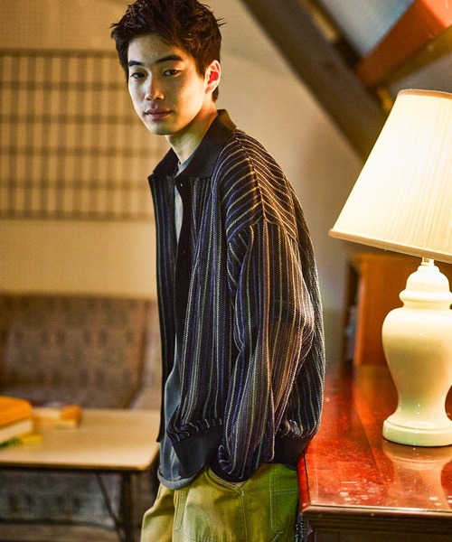 niko and...（ニコアンド）の「透かし柄ポロカーディガン（カーディガン/ボレロ・メンズ・ブルー/アイボリー/ブラック・MEDIUM/LARGE）」の2枚目の写真