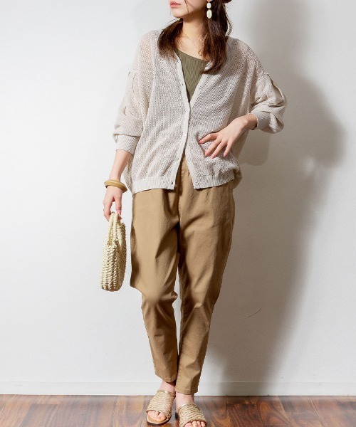 aity（アイティ）の「M-5L メッシュ編みVネック7分袖カーディガン 夏服（カーディガン/ボレロ・レディース・ライトグレー/ブラック・4L～5L/LL～3L/M～Ｌ）」の14枚目の写真