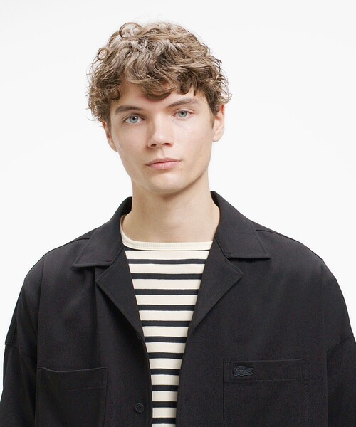 LACOSTE（ラコステ）の「鹿の子地オープンカラーシャツジャケット（シャツ/ブラウス・メンズ・オフホワイト/ダークアッシュ/ブラック・38/39/40/41）」の4枚目の写真