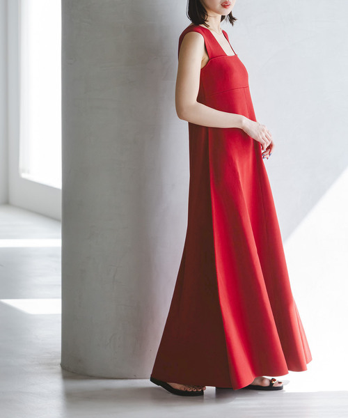 Noble(ノーブル)の「《追加》ミラノリブフィットフレアニットワンピース(ワンピース・レディース・ブラウン/レッド・FREE)」の2枚目の写真