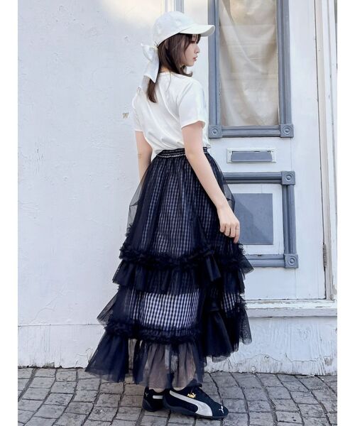 dazzlin（ダズリン）の「【UV】バックリボンロゴシシュウキャップ（キャップ・レディース・オフホワイト/アイボリー/ネイビー・FREE）」の6枚目の写真