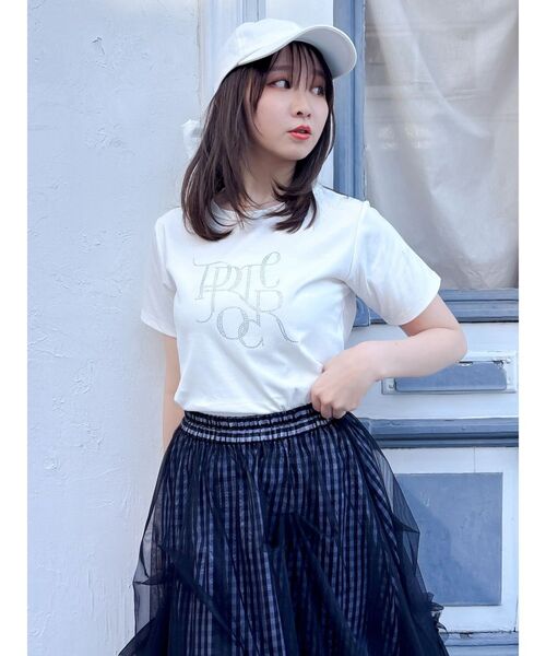 dazzlin（ダズリン）の「【UV】バックリボンロゴシシュウキャップ（キャップ・レディース・オフホワイト/アイボリー/ネイビー・FREE）」の7枚目の写真