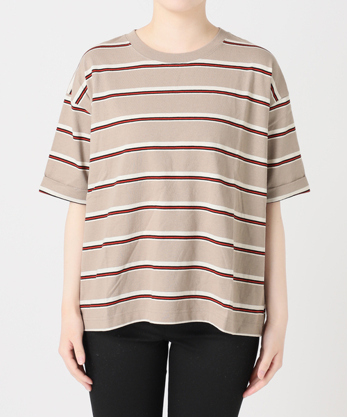 JOURNAL STANDARD(ジャーナルスタンダード)の「《追加》汗ジミ防止ボーダービッグT(Tシャツ/カットソー・レディース・ブラック/チョコ/レッド/ベージュ・FREE)」の8枚目の写真