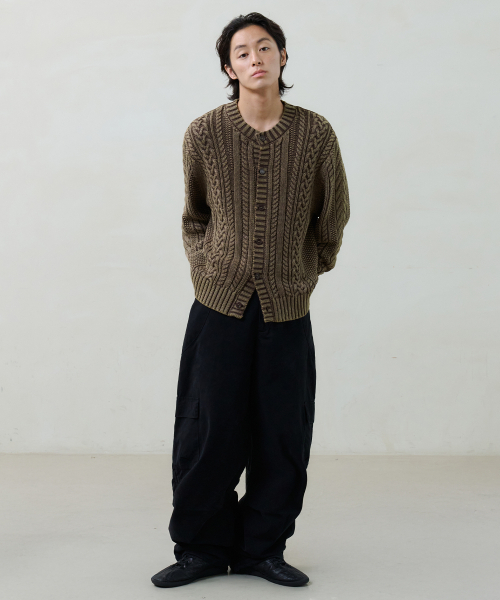 NOUN(ノウン)の「faded cable knit (brown)(カーディガン/ボレロ・メンズ・その他・1/2)」の3枚目の写真