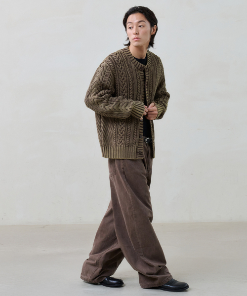 NOUN(ノウン)の「faded cable knit (brown)(カーディガン/ボレロ・メンズ・その他・1/2)」の4枚目の写真