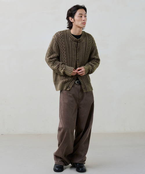 NOUN(ノウン)の「faded cable knit (brown)(カーディガン/ボレロ・メンズ・その他・1/2)」の5枚目の写真