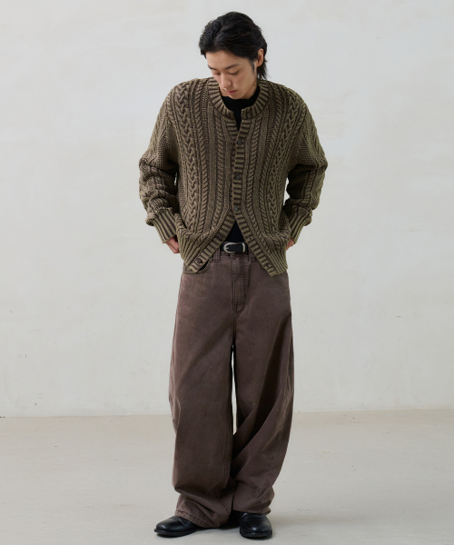 NOUN(ノウン)の「faded cable knit (brown)(カーディガン/ボレロ・メンズ・その他・1/2)」の6枚目の写真