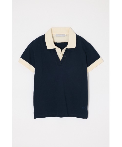 MOUSSY(マウジー)の「CONTRAST POLO トップス(Tシャツ/カットソー・レディース・グレー/ブラック/ネイビー・FREE)」の3枚目の写真
