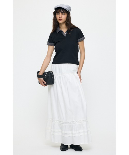MOUSSY(マウジー)の「CONTRAST POLO トップス(Tシャツ/カットソー・レディース・グレー/ブラック/ネイビー・FREE)」の5枚目の写真