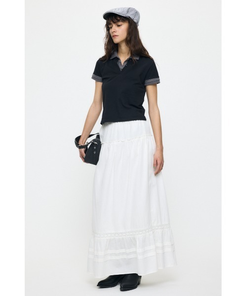 MOUSSY(マウジー)の「CONTRAST POLO トップス(Tシャツ/カットソー・レディース・グレー/ブラック/ネイビー・FREE)」の6枚目の写真
