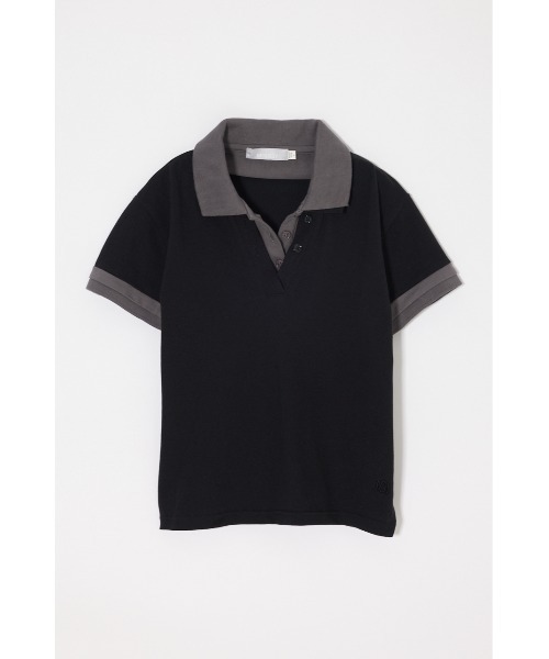 MOUSSY(マウジー)の「CONTRAST POLO トップス(Tシャツ/カットソー・レディース・グレー/ブラック/ネイビー・FREE)」の9枚目の写真