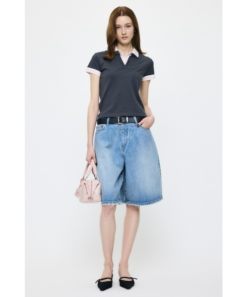 MOUSSY(マウジー)の「CONTRAST POLO トップス(Tシャツ/カットソー・レディース・グレー/ブラック/ネイビー・FREE)」の11枚目の写真