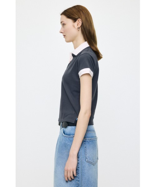 MOUSSY(マウジー)の「CONTRAST POLO トップス(Tシャツ/カットソー・レディース・グレー/ブラック/ネイビー・FREE)」の15枚目の写真