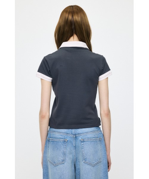 MOUSSY(マウジー)の「CONTRAST POLO トップス(Tシャツ/カットソー・レディース・グレー/ブラック/ネイビー・FREE)」の16枚目の写真