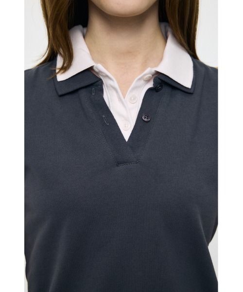 MOUSSY(マウジー)の「CONTRAST POLO トップス(Tシャツ/カットソー・レディース・グレー/ブラック/ネイビー・FREE)」の17枚目の写真