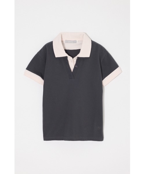 MOUSSY(マウジー)の「CONTRAST POLO トップス(Tシャツ/カットソー・レディース・グレー/ブラック/ネイビー・FREE)」の20枚目の写真