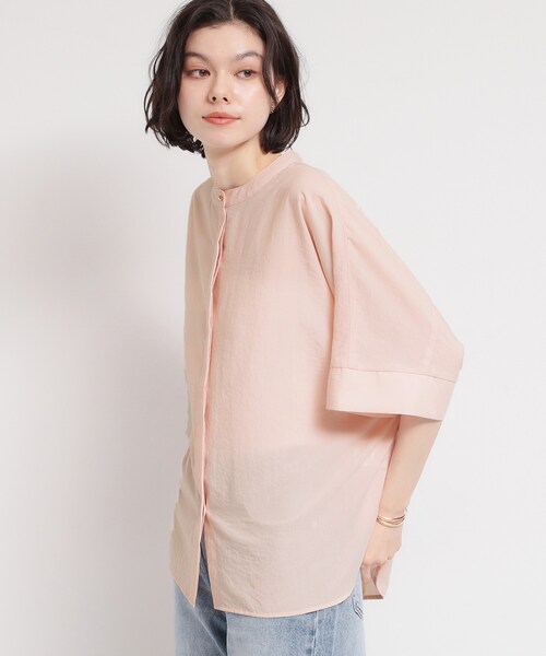 THE SHOP TK （ザ ショップ ティーケー ）の「【さらさら/体型カバー】１枚で決まる ドルマン5分袖ブラウス（シャツ/ブラウス・レディース・スミクロ/ベージュ/ピンク系/グリーン系/ライトブルー/アイボリー・13/12）」の14枚目の写真