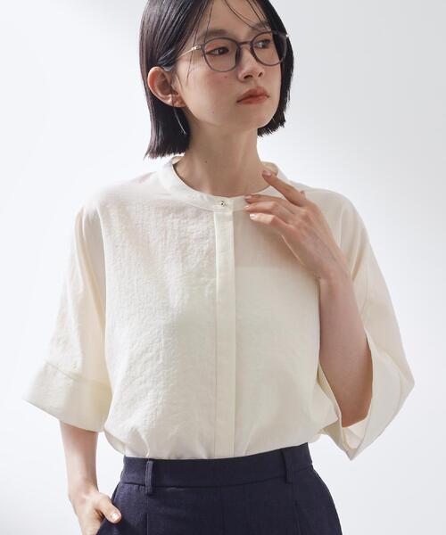 THE SHOP TK (ザ ショップ ティーケー )の「【高レビュー/体型カバー】さらっと快適 ドルマン5分袖ブラウス(シャツ/ブラウス・レディース・スミクロ/ベージュ/ピンク系/グリーン系/ライトブルー/アイボリー・13/12)」の8枚目の写真