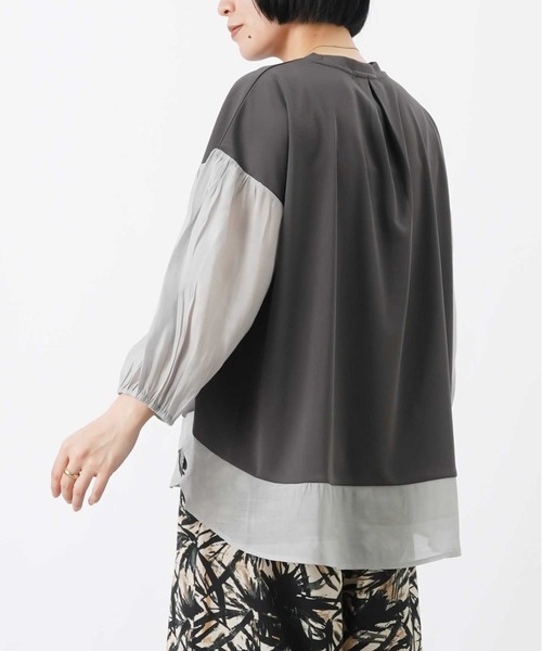 LUCA/LADY LUCK LUCA（ルカ/レディラックルカ）の「LC/LLL ポンチ切替ボリューム7分袖チュニック（Tシャツ/カットソー・レディース・チャコールグレー/オフホワイト/ブラック・FREE）」の21枚目の写真