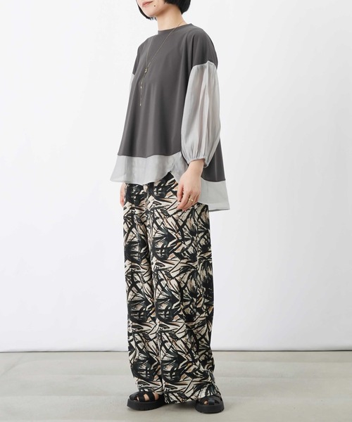 LUCA/LADY LUCK LUCA（ルカ/レディラックルカ）の「LC/LLL ポンチ切替ボリューム7分袖チュニック（Tシャツ/カットソー・レディース・チャコールグレー/オフホワイト/ブラック・FREE）」の22枚目の写真