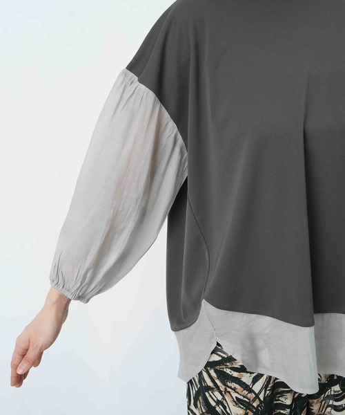LUCA/LADY LUCK LUCA（ルカ/レディラックルカ）の「LC/LLL ポンチ切替ボリューム7分袖チュニック（Tシャツ/カットソー・レディース・チャコールグレー/オフホワイト/ブラック・FREE）」の16枚目の写真