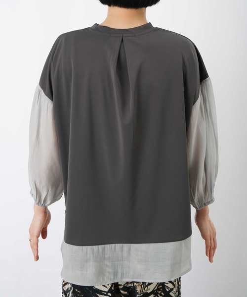 LUCA/LADY LUCK LUCA（ルカ/レディラックルカ）の「LC/LLL ポンチ切替ボリューム7分袖チュニック（Tシャツ/カットソー・レディース・チャコールグレー/オフホワイト/ブラック・FREE）」の19枚目の写真