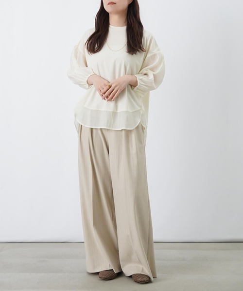 LUCA/LADY LUCK LUCA（ルカ/レディラックルカ）の「LC/LLL ポンチ切替ボリューム7分袖チュニック（Tシャツ/カットソー・レディース・チャコールグレー/オフホワイト/ブラック・FREE）」の12枚目の写真