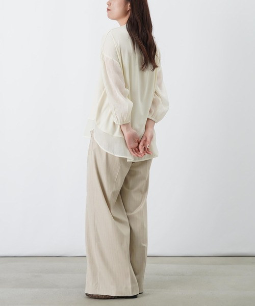 LUCA/LADY LUCK LUCA（ルカ/レディラックルカ）の「LC/LLL ポンチ切替ボリューム7分袖チュニック（Tシャツ/カットソー・レディース・チャコールグレー/オフホワイト/ブラック・FREE）」の11枚目の写真