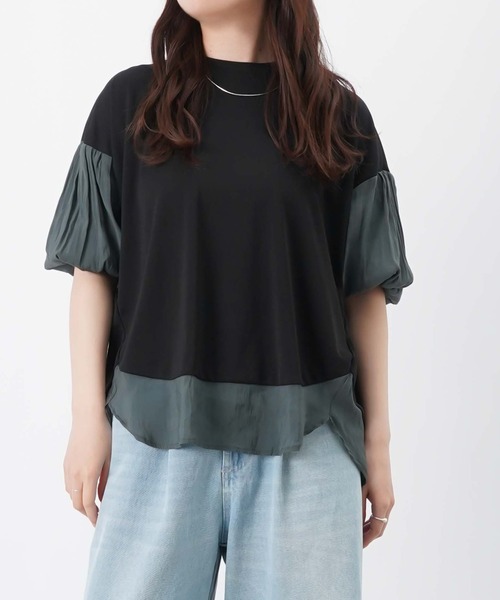 LUCA/LADY LUCK LUCA（ルカ/レディラックルカ）の「LC/LLL ポンチ切替ボリューム7分袖チュニック（Tシャツ/カットソー・レディース・チャコールグレー/オフホワイト/ブラック・FREE）」の8枚目の写真