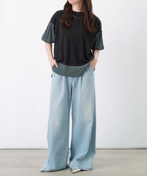 LUCA/LADY LUCK LUCA（ルカ/レディラックルカ）の「LC/LLL ポンチ切替ボリューム7分袖チュニック（Tシャツ/カットソー・レディース・チャコールグレー/オフホワイト/ブラック・FREE）」の7枚目の写真