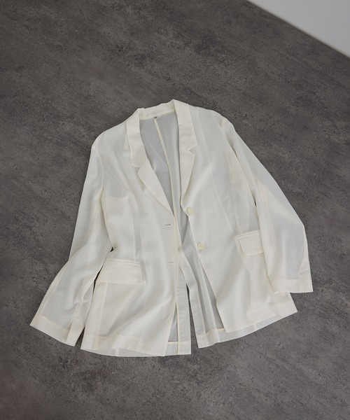 SALON adam et rope'（サロン アダム エ ロペ）の「コットンボイルシアージャケット（テーラードジャケット・レディース・ブラック/オフホワイト・S/M）」の2枚目の写真