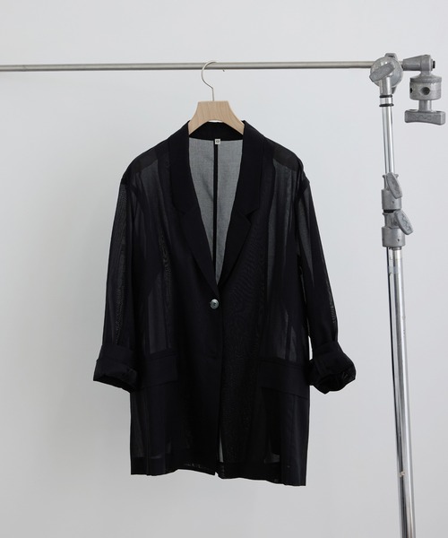 SALON adam et rope'（サロン アダム エ ロペ）の「コットンボイルシアージャケット（テーラードジャケット・レディース・ブラック/オフホワイト・S/M）」の3枚目の写真