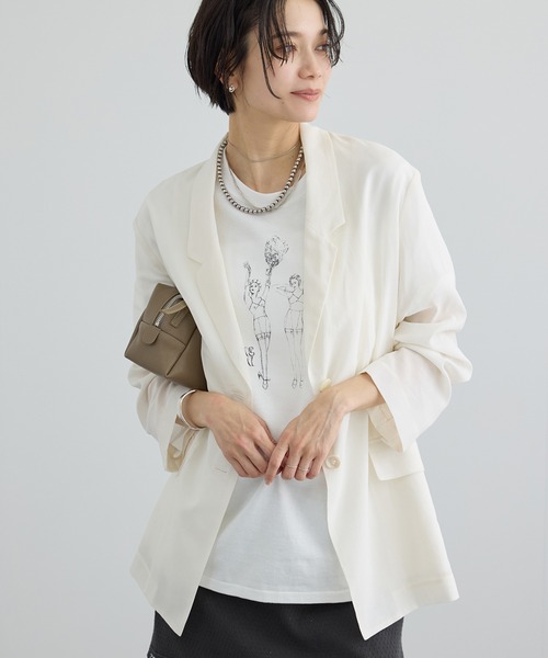 SALON adam et rope'（サロン アダム エ ロペ）の「コットンボイルシアージャケット（テーラードジャケット・レディース・ブラック/オフホワイト・S/M）」の5枚目の写真