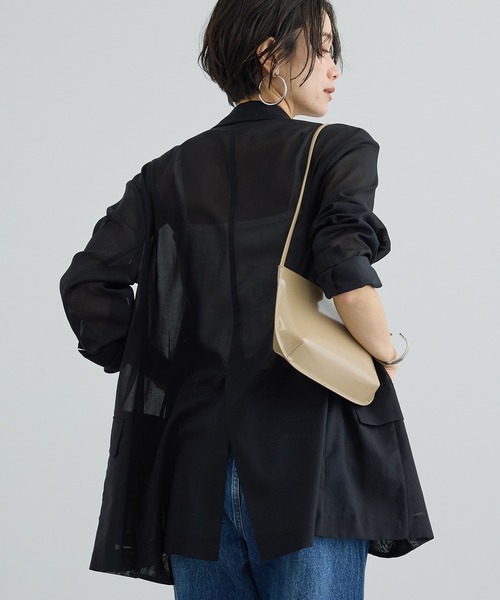 SALON adam et rope'（サロン アダム エ ロペ）の「コットンボイルシアージャケット（テーラードジャケット・レディース・ブラック/オフホワイト・S/M）」の6枚目の写真