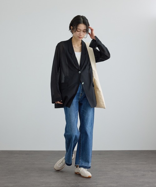 SALON adam et rope'（サロン アダム エ ロペ）の「コットンボイルシアージャケット（テーラードジャケット・レディース・ブラック/オフホワイト・S/M）」の9枚目の写真