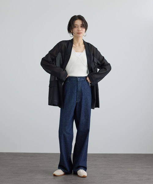 SALON adam et rope'（サロン アダム エ ロペ）の「コットンボイルシアージャケット（テーラードジャケット・レディース・ブラック/オフホワイト・S/M）」の11枚目の写真