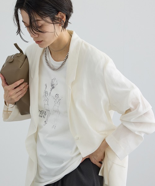 SALON adam et rope'（サロン アダム エ ロペ）の「コットンボイルシアージャケット（テーラードジャケット・レディース・ブラック/オフホワイト・S/M）」の14枚目の写真