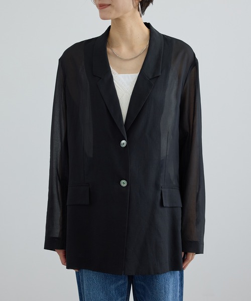 SALON adam et rope'（サロン アダム エ ロペ）の「コットンボイルシアージャケット（テーラードジャケット・レディース・ブラック/オフホワイト・S/M）」の17枚目の写真