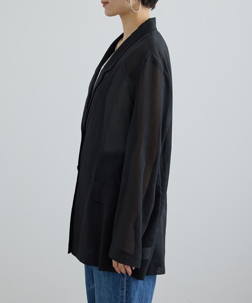 SALON adam et rope'（サロン アダム エ ロペ）の「コットンボイルシアージャケット（テーラードジャケット・レディース・ブラック/オフホワイト・S/M）」の18枚目の写真