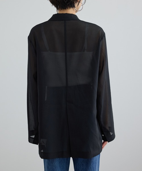 SALON adam et rope'（サロン アダム エ ロペ）の「コットンボイルシアージャケット（テーラードジャケット・レディース・ブラック/オフホワイト・S/M）」の19枚目の写真