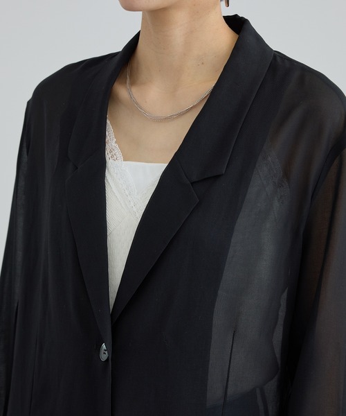 SALON adam et rope'（サロン アダム エ ロペ）の「コットンボイルシアージャケット（テーラードジャケット・レディース・ブラック/オフホワイト・S/M）」の20枚目の写真
