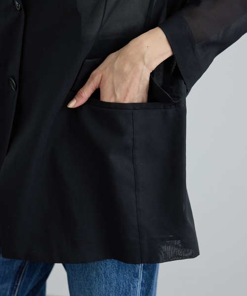 SALON adam et rope'（サロン アダム エ ロペ）の「コットンボイルシアージャケット（テーラードジャケット・レディース・ブラック/オフホワイト・S/M）」の22枚目の写真