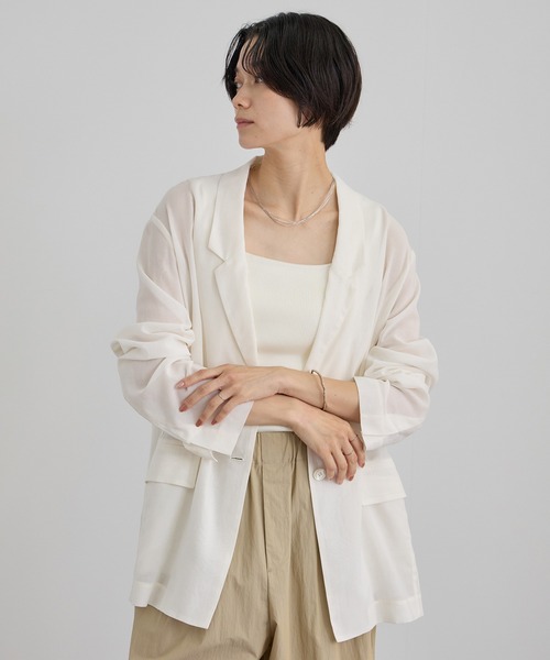 SALON adam et rope'（サロン アダム エ ロペ）の「コットンボイルシアージャケット（テーラードジャケット・レディース・ブラック/オフホワイト・S/M）」の8枚目の写真