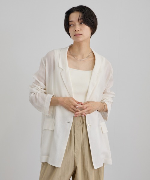 SALON adam et rope'（サロン アダム エ ロペ）の「コットンボイルシアージャケット（テーラードジャケット・レディース・ブラック/オフホワイト・S/M）」の9枚目の写真