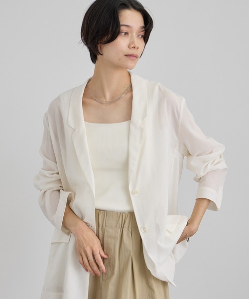 SALON adam et rope'（サロン アダム エ ロペ）の「コットンボイルシアージャケット（テーラードジャケット・レディース・ブラック/オフホワイト・S/M）」の16枚目の写真