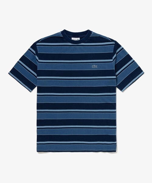 LACOSTE(ラコステ)の「オーバーサイズ インディゴボーダー 半袖Tシャツ(Tシャツ/カットソー・メンズ・ダークインディゴブルー/インディゴブルー・5/3/4/2)」の5枚目の写真