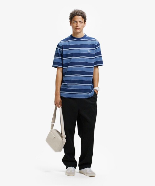 LACOSTE(ラコステ)の「オーバーサイズ インディゴボーダー 半袖Tシャツ(Tシャツ/カットソー・メンズ・ダークインディゴブルー/インディゴブルー・5/3/4/2)」の7枚目の写真