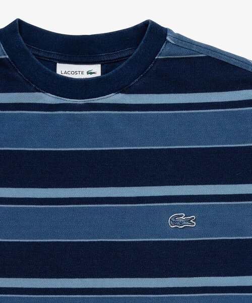LACOSTE(ラコステ)の「オーバーサイズ インディゴボーダー 半袖Tシャツ(Tシャツ/カットソー・メンズ・ダークインディゴブルー/インディゴブルー・5/3/4/2)」の9枚目の写真